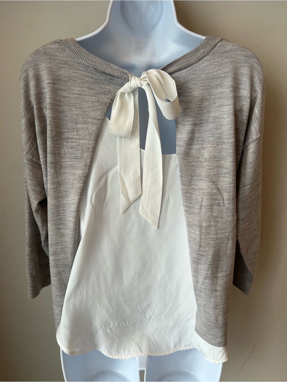 Club Monaco Wool & Silk Tie Back Top Quiet Luxury Office Siren 90s Minimalism